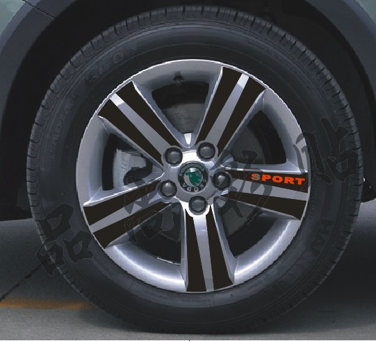 斯柯达晶锐轮毂贴 2012款晶锐 专用轮毂碳纤维贴纸 改装轮毂贴E款