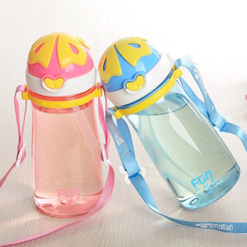 富光儿童杯子吸管杯防摔水杯带提绳有盖可爱创意学生塑料水壶正品