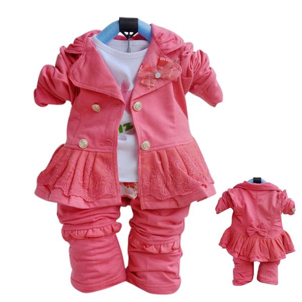 2015新款日韩版女童装 宝宝婴幼儿小西服三件套装春秋装