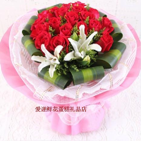 春节情人节爱情生日同城鲜花速递红玫瑰白百合常州鲜花预定鲜花