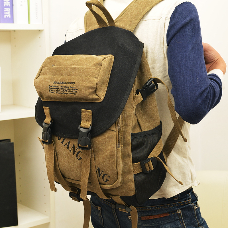新款潮双肩包男背包帆布包学生书包男女旅行包时尚电脑背包学院风