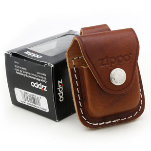 美国原装专柜正品ZIPPO皮套 纯牛皮棕色卡扣款式