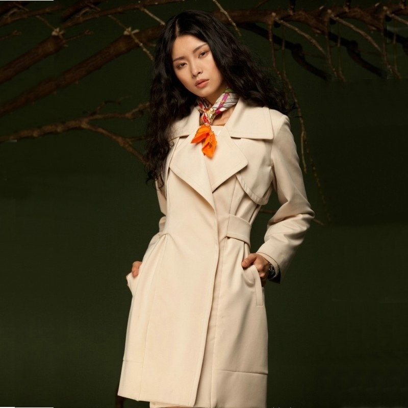 欧美2012秋装新款爆款大牌纯色风衣英伦风格高端定制大码女装外套