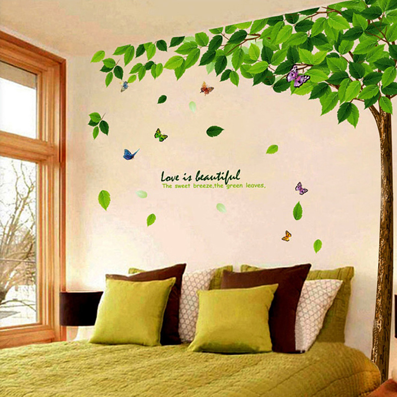 馨颜 墙贴画 贴纸可移除卡通艺术组合墙贴XY系列大树树叶柳叶