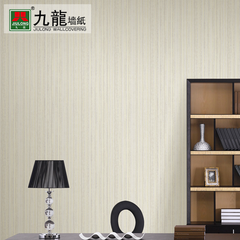 T九龙绿色环保墙纸简约时尚现代竖条竖纱线卧室客厅家居满贴壁纸