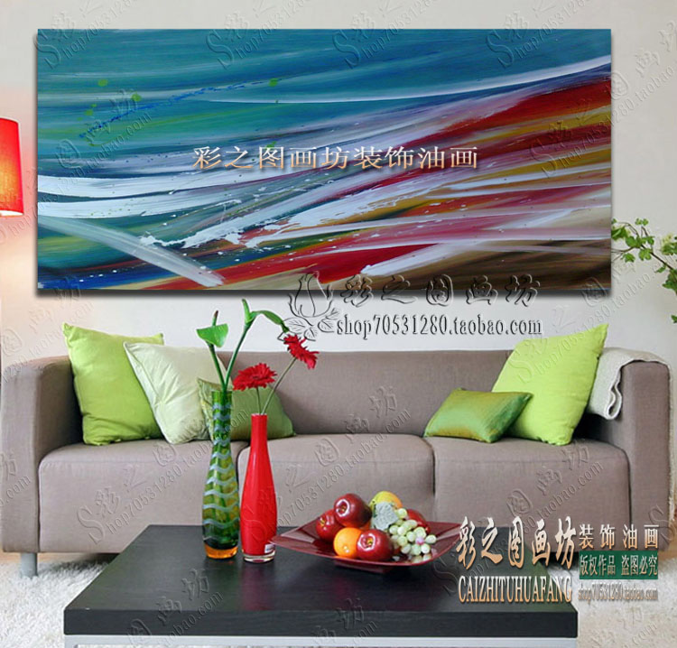 新品油画手绘照片墙现代简约风格客厅装饰画抽象油画电视沙发墙画