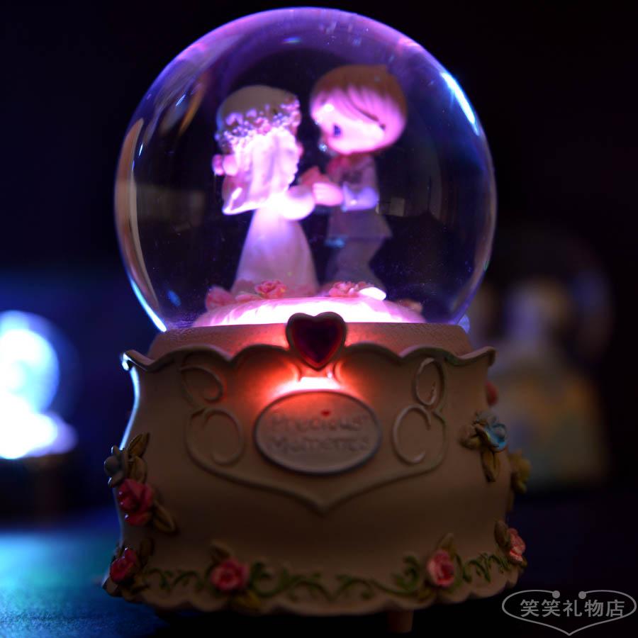 水晶球音乐盒八音盒结婚礼品生日礼物男生女友创意发光自动喷雪花
