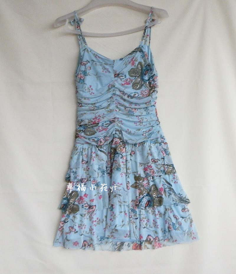 布2013夏装，1专同柜正品，小碎花可爱雪纺吊带连衣裙