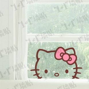 hello kitty偷看贴纸温馨卧室床头幼儿园儿童房公主房墙贴窗户贴