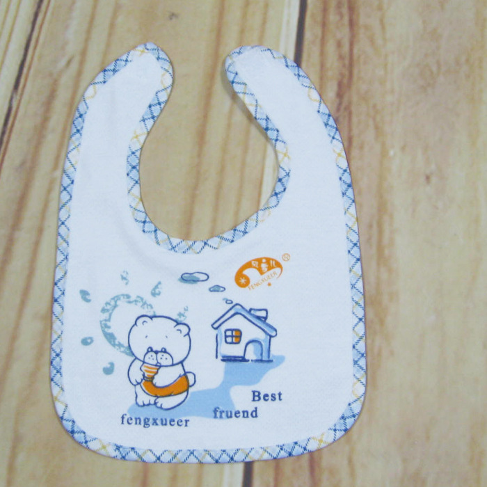 【5条包邮】风雪儿小熊与房子图案婴儿围嘴 宝宝口水巾小围兜