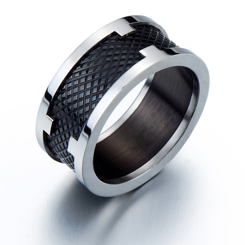 HNC独家 时尚饰品 黑银 钛钢 指环 戒指 韩版 潮人 男 食指X35
