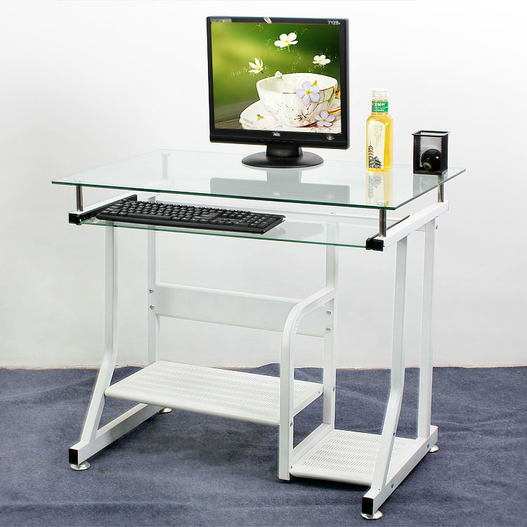 新款钢化玻璃置地用电脑桌 台式桌家用 简约书桌 台式办公桌 特价