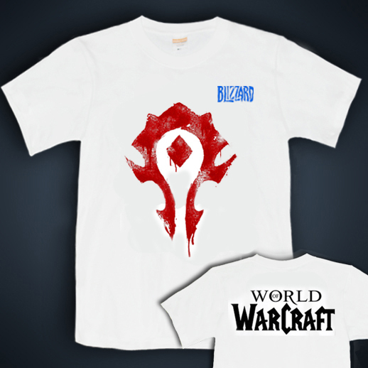 新款DIY 短袖T恤 文化衫 手绘 圆领 魔兽世界 部落 标志