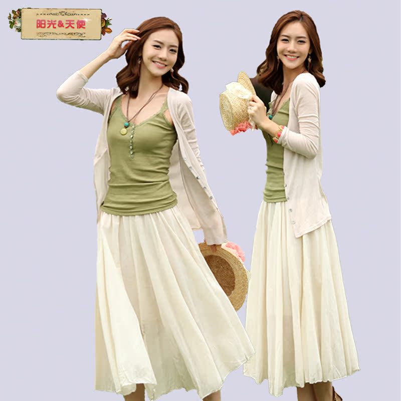 2014夏季韩版女装中长款长袖针织衫女 开衫 薄外套防晒衫空调衫棉