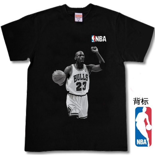 新款DIY 短袖T恤 文化衫 圆领 黑色  篮球 公牛 乔丹
