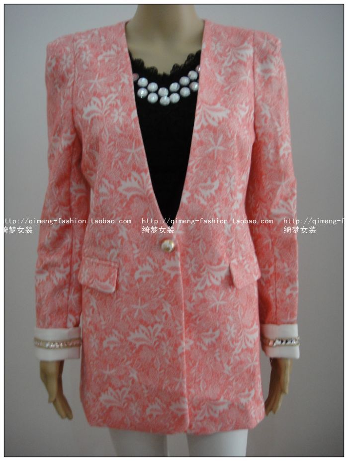 韩国提花2014春装新款韩版修身小西服女中袖OL气质小西装女外套