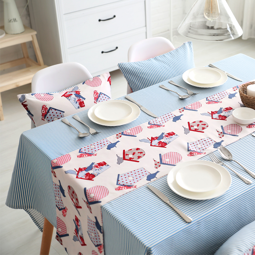 奢华现代欧式布艺餐桌茶几长方形不防水桌布桌旗地中海靠垫抱枕套