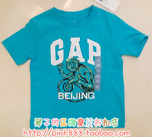 Gap专柜正品代购 儿童短袖T恤印花圆领598762 北京猴子 原价99