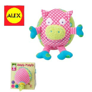 美国ALEX纯进口婴儿益智毛绒玩具 绒布玩偶 3个月以上 晃动小猪