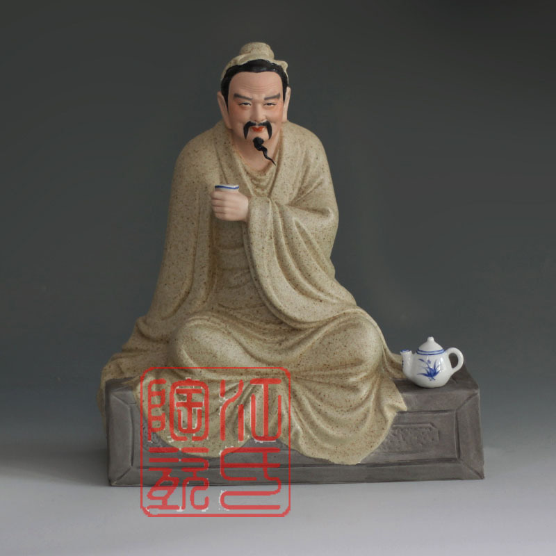 陆羽摆件 茶圣 茶楼摆件 景德镇陶瓷雕像 大师作品 工艺摆件