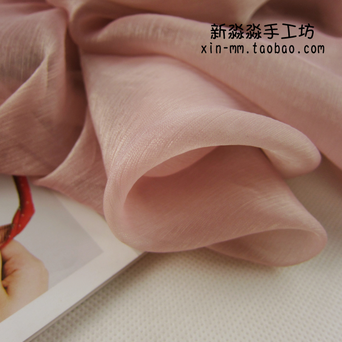 服装DIY布料 高档藕粉色锦丝皱顺纡绉雪纺短裙连衣裙衬衫纱质面料