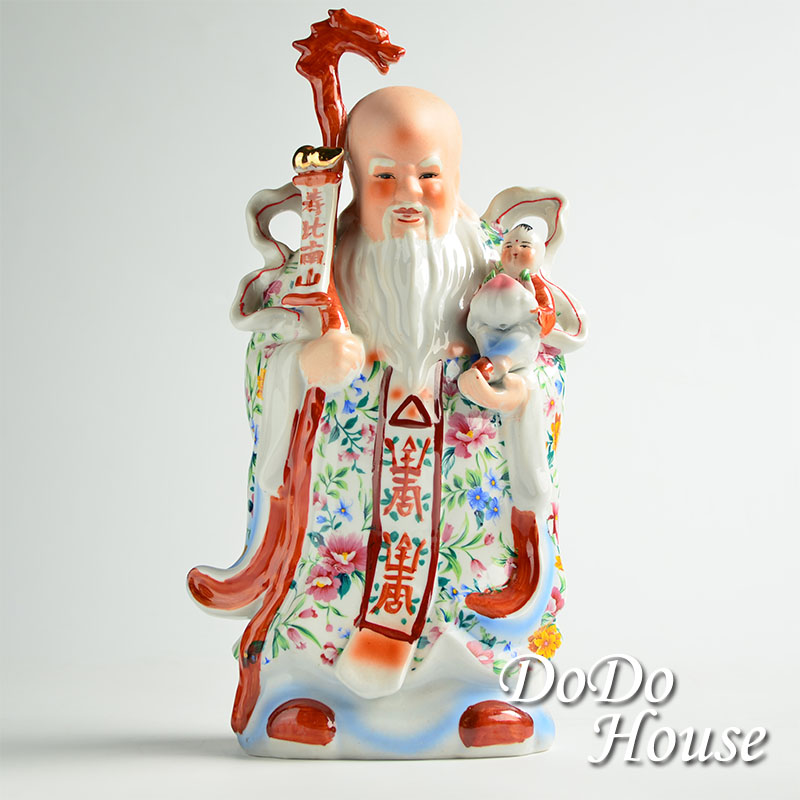 包邮陶瓷寿星公生日工艺人物佛像摆件送长辈创意寿星头老人礼品