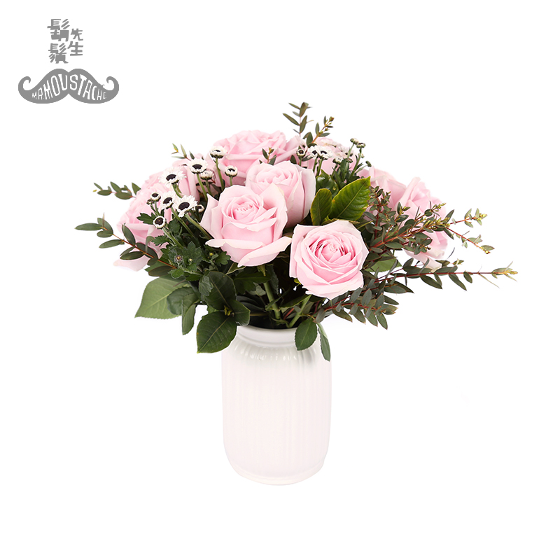 胡须先生「陌上花开时」粉玫瑰花束 杭州鲜花速递 生日礼物送女友