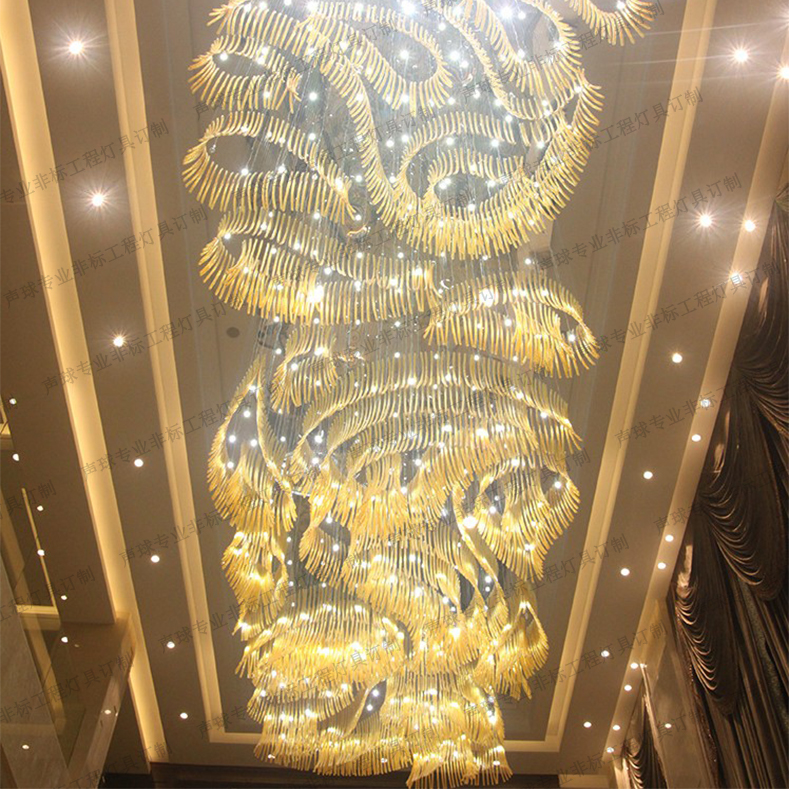 酒店售楼部大堂装饰艺术玻璃管水晶灯具定做大型工程灯宾馆别墅灯