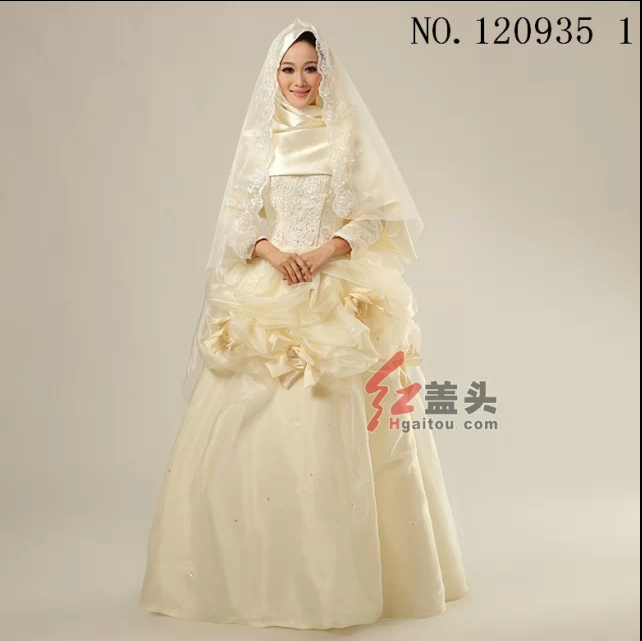 穆斯林婚纱回族礼服2014新款女装影楼主题伊斯兰教婚纱
