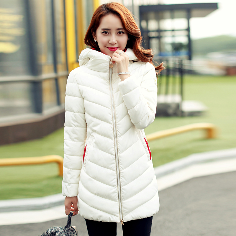 棉服女中长款2015冬装新款韩版时尚修身大码连帽棉服棉外套女装潮