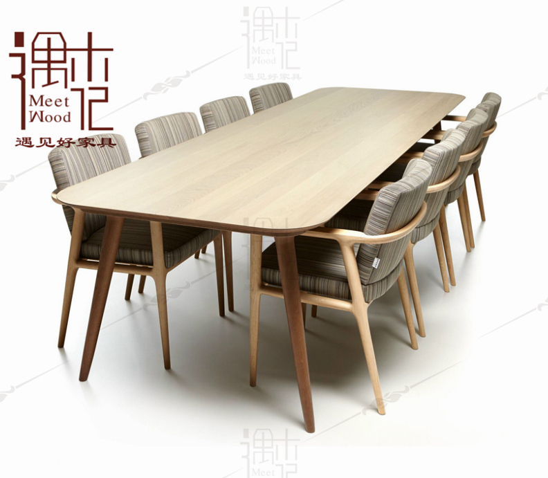 北欧家具实木餐桌组合桌子原木 简约个性长桌工作台办公桌 洽谈桌