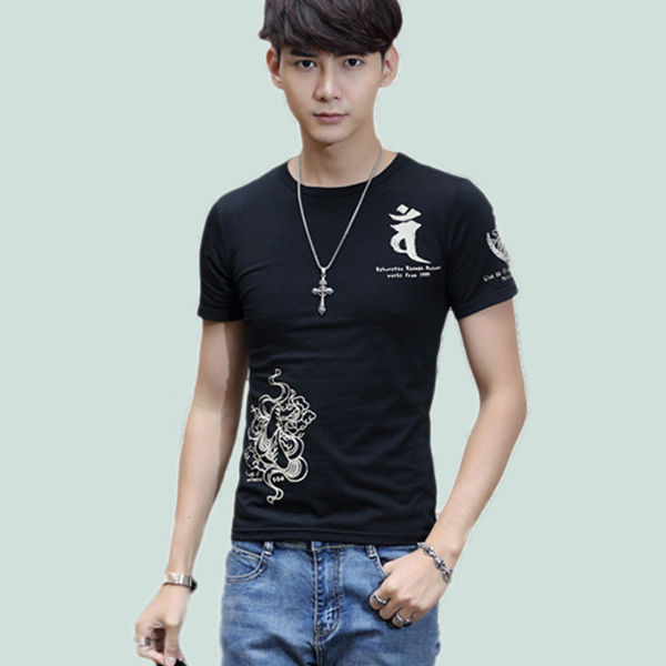 2015男士夏季新款圆领短袖T恤韩版学生男装小码修身青少年潮夏款