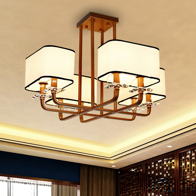 新中式吊灯现代大气客厅大厅灯铁艺布艺卧室餐厅复古酒店工程灯具