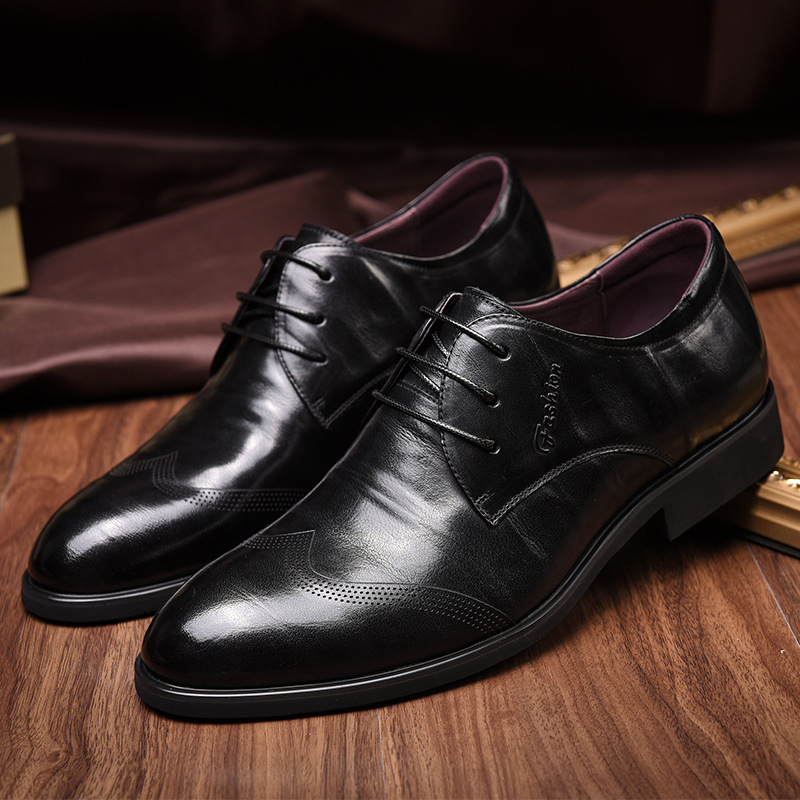 皮尔丹顿2016商务正装尖头男士鞋子系带头层牛皮软皮鞋真皮英伦