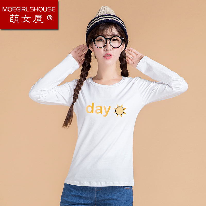 2015新款韩版套头上衣少女学生装长袖t恤初高中学生纯棉打底衫潮