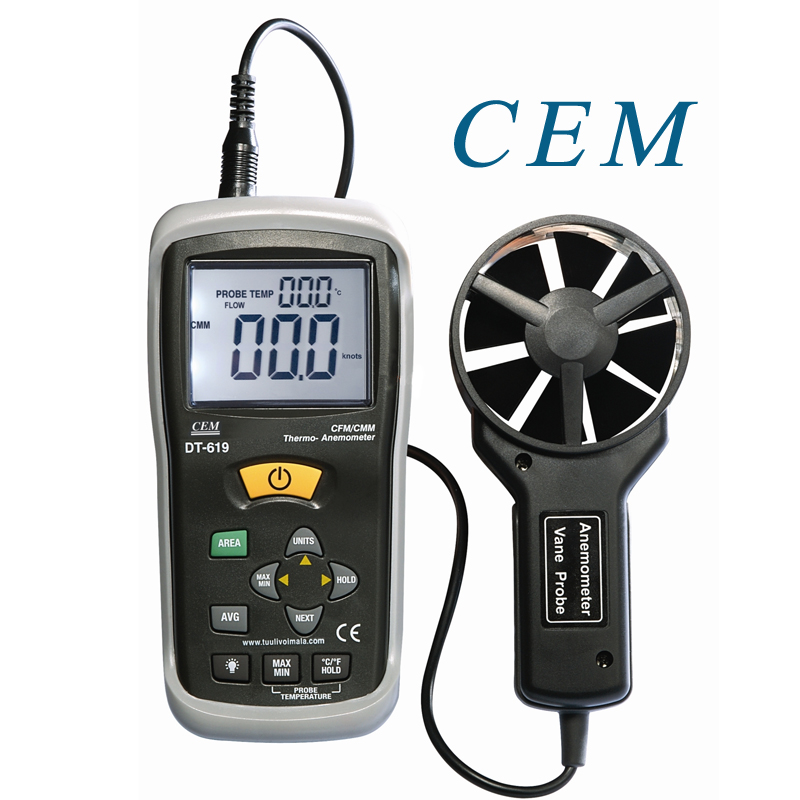 CEM华盛昌工业专用风速风温风量测试 便携式 风速仪DT-619