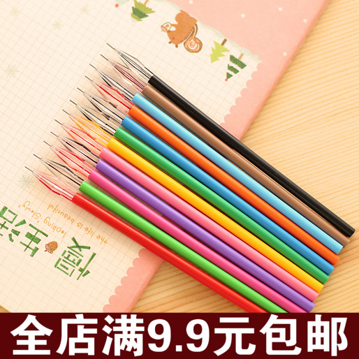 韩国款创意文具彩色钻石头水笔替芯0.38mm清新中性笔笔芯12色批发