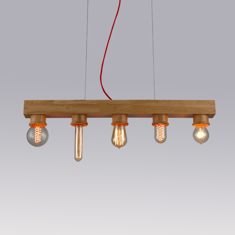 创意个性设计北欧宜家客厅卧室书房咖啡餐厅LED原木艺实木条吊灯