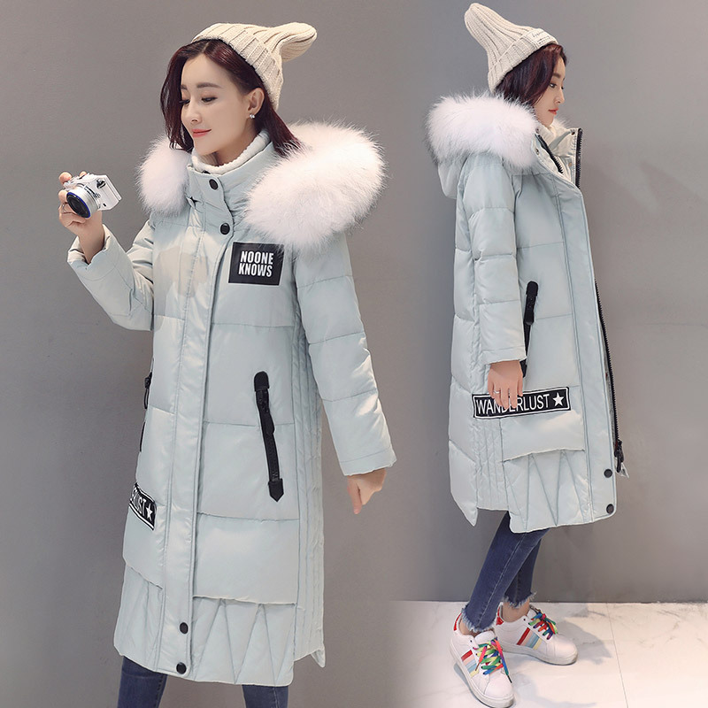 2016冬装新款女式外套大白貉子毛领羽绒服女长款加厚过膝韩版