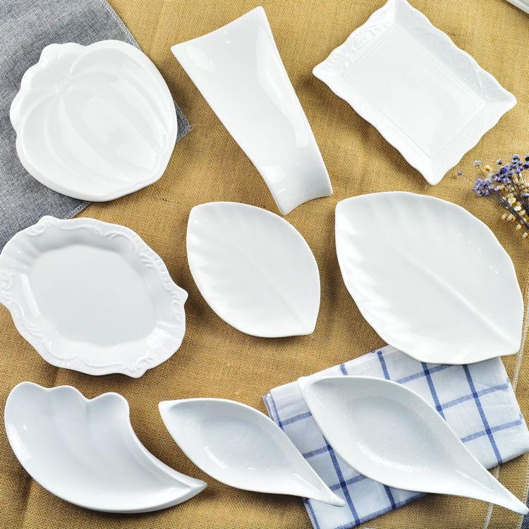 创意纯白色陶瓷西餐盘子意面碟子点心盘炒菜盘异形异型盘酒店餐具