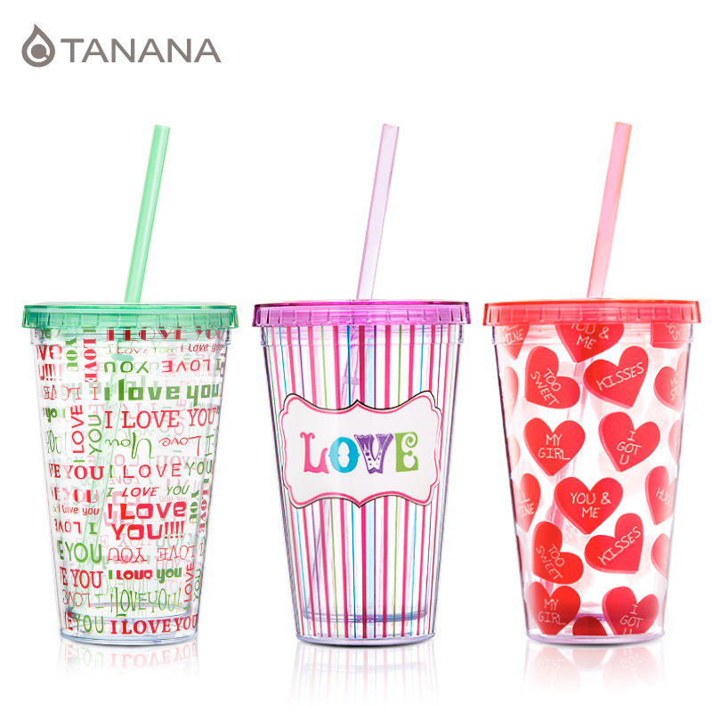 tanana塔那那星巴克创意随手可乐杯情侣吸管杯小容量运动塑料水杯
