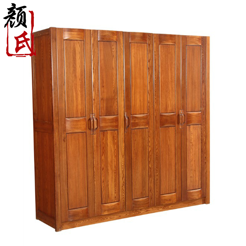 现代新中式全实木衣柜衣橱 榆木衣柜五门储物衣柜卧室家具大衣柜