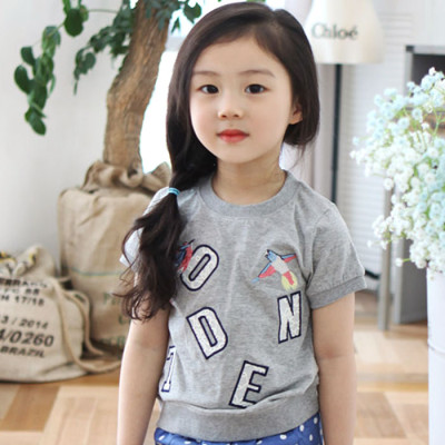 韩韩国进口代购童装2015夏款女童儿童小鸟短袖T恤打底衫