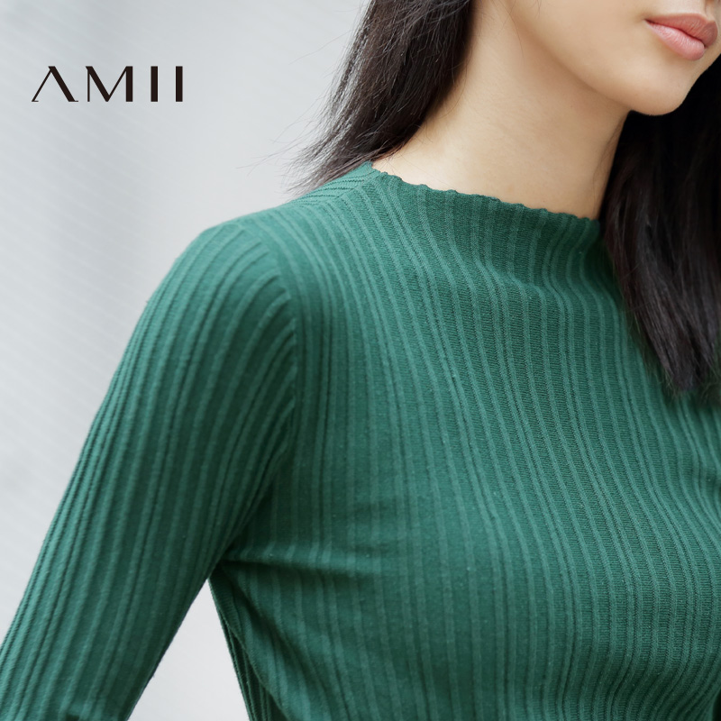 Amii2016秋装新款潮 艾米女装旗舰店修身弹力套头女大码毛衣