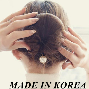 韩国进口发饰品时尚气质珍珠吊坠盘发器丸子头花苞头神器盘头工具