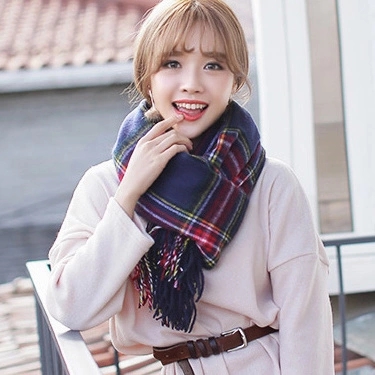 韩国进口英伦经典羊毛格子围巾男女秋冬季加厚披肩两用韩版学生