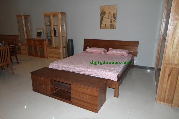 俄罗斯老榆木家具卧室实木双人床1.8米高箱床可定制特价床1.5米