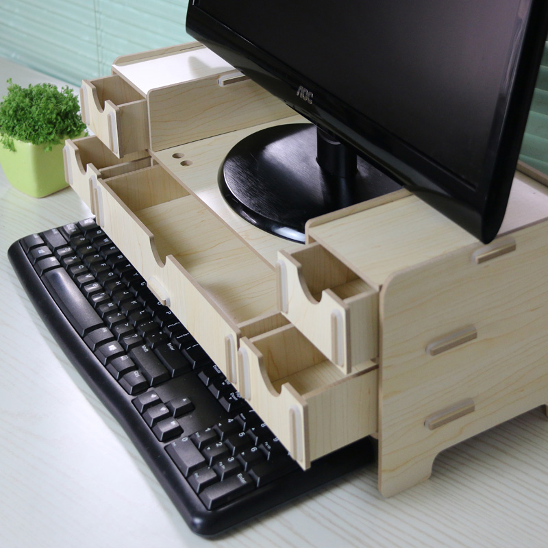 艺匠液晶电脑显示器增高架托架木质时尚多功能办公电脑桌面置物架
