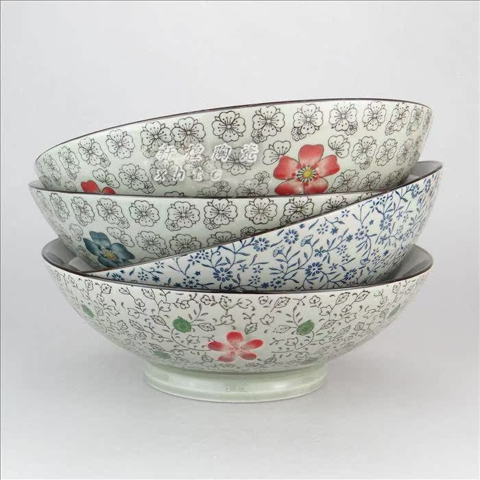 日式和风陶瓷餐具9寸大斗碗 陶瓷碗面碗大码汤碗瓷碗沙律碗日式碗
