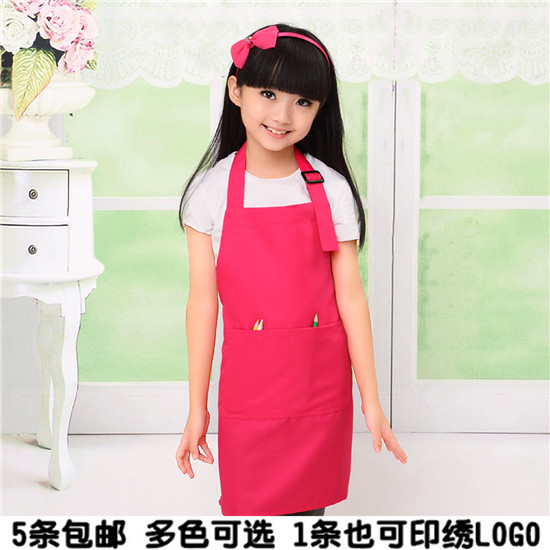 日式韩国版儿童小孩围裙绘画画室幼儿园亲子厨师演出服宝宝罩衣